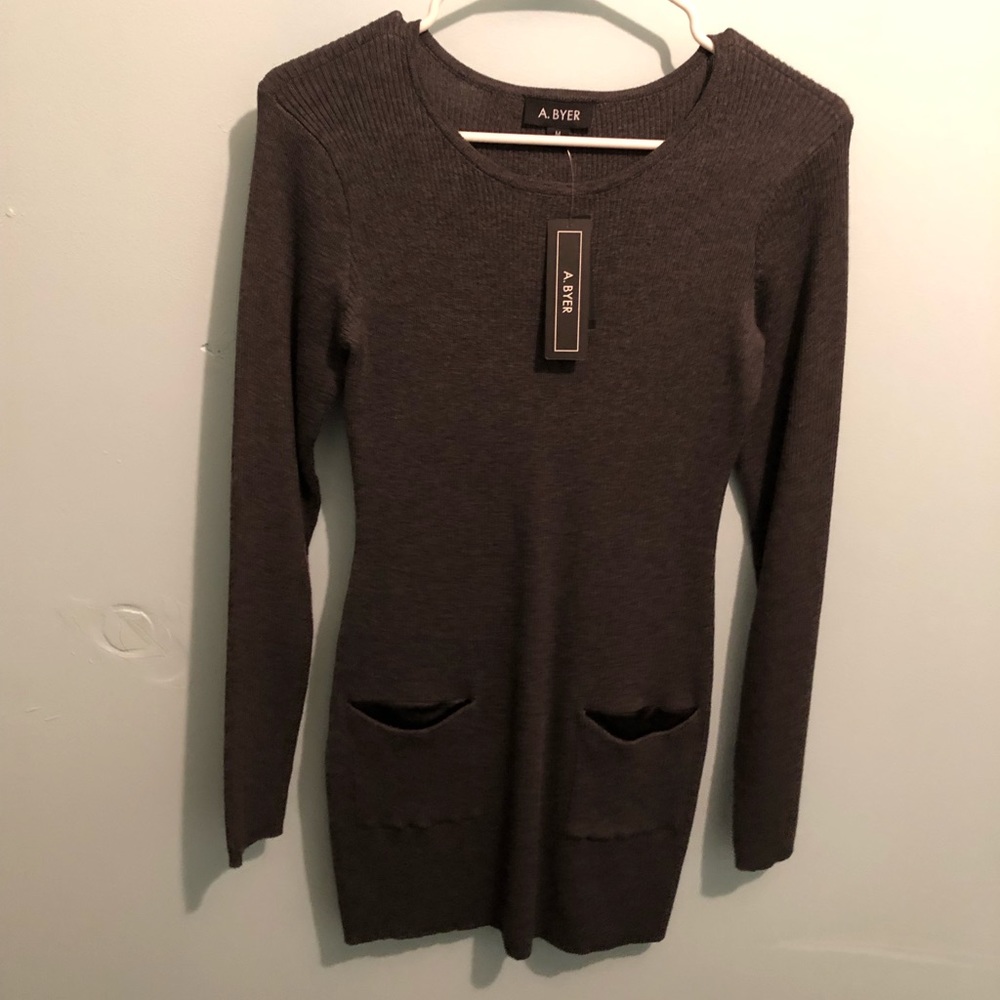 A. Byer Charcoal Grey Dress with Pockets